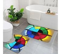 Shine In All Directions Bathroom Rug Set Of 2, Non-Slip, Absorbent Bathroom Floor Mat, &(90 X 60+U Shape 50x40 Cm)