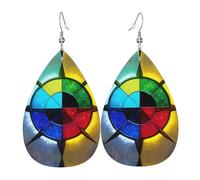 Shine in all directions Pattern leather earrings | Water drop-shaped printed earrings, suitable for daily/party/dating scenes