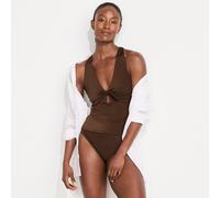 Shine Knot Front Tie Back Tankini, High Waisted - 2 piece lands end Chocolate 12