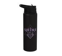 Shine Like A Diamond Purple Gem Inspirational Motivation Stainless Steel Insulated Water Bottle