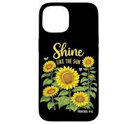 Shine Like The Sun Proverbs 4:18 Christian Sunflower Jesus Case for iPhone 15