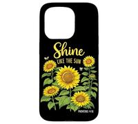 Shine Like The Sun Proverbs 4:18 Christian Sunflower Jesus Case for iPhone 15 Pro
