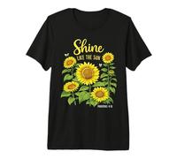 Shine Like The Sun Proverbs 4:18 Christian Sunflower Jesus Premium T-Shirt