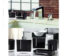 SHINE Luxury 4pcs sets Acrylic Bathroom Accessory Set Diamond Dolomite studded Decoration set (BLACK, Diamond)