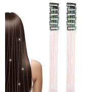 Shine Mane Enhancements - Twelve Units Flashy Toupee, Grippers Fifty Centimeter Thermostable, Youth Locks Shiny Thread, Radiant Twinkle Bopet Silk | Glowing Aesthetic Accessory for Party