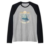 Shine On Hanukkah Menorah Star of David Design Raglan Baseball Tee