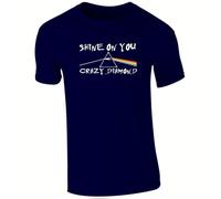 Shine On You Crazy Diamond Lyric Design T-Shirt, Rear Neck Logo, 100% Cotton, Unisex Classic Fit-Navy (Size-L)