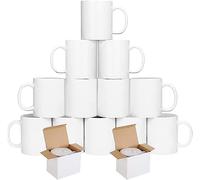 shine planet 12 x Sublimation Mugs Blank 11oz White Sublimation Coffee Mugs Large Handle Sublimation Cups with Gift Boxes