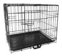 shine planet 24 Inch Dog Crate, 2 Doors Folding Mental Wire Dog Cage Training Kennel with Removable Tray and Handle