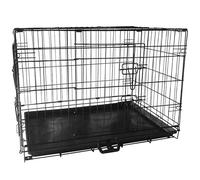 shine planet 30 Inch Dog Crate, 2 Doors Folding Mental Wire Dog Cage Training Kennel with Removable Tray and Handle