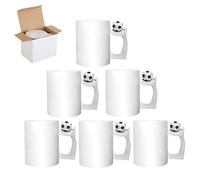 shine planet 6 x Football Sublimation Mugs Blank 11oz White Sublimation Coffee Mugs Sublimation Cups with Gift Boxes
