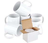shine planet 6 x Sublimation Mugs Blank 11oz White Sublimation Coffee Mugs Large Handle Sublimation Cups with Gift Boxes