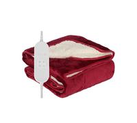 shine planet Electric Blanket fleece material 9 Heat Levels & Up-to-9-Hours Auto-Off Timer & LED Display, for Home Office Use, Machine Washable 2025 (Wine red+white, 160 * 130cm)