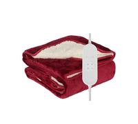 shine planet Electric Blanket fleece material 9 Heat Levels & Up-to-9-Hours Auto-Off Timer & LED Display, for Home Office Use, Machine Washable 2025 (Wine red+white, 180 * 130cm)