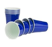 SHINE Reusable Blue Cups, Beer Pong Cup, 500ml Drinking Game (Pack of 50, Blue), American Style Cups, Outdoor and Indoor