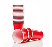 SHINE Reusable Red Cups, Beer Pong Cup, 500ml Drinking Game (Pack of 50, Red), American Style Cups, Outdoor and Indoor