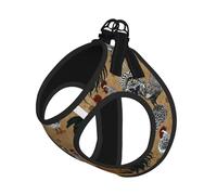 Shine Rooster Print Adjustable Reflective Harness Leash Set For Cats, Dogs And Small Pets, Soft Breathable Mesh Walking Vest With Escape-Proof Lead