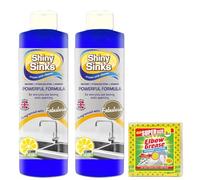 Shine Sinks Lemon Sherbet (2X 250 ml), a Superb Cream Cleaner for use on Ceramics, Sinks and Basins with1 Pack Elbow Grease Power Cloth