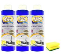 Shine Sinks Lemon Sherbet (3 X 250 ml), a Superb Cream Cleaner for use on Ceramics, Sinks and Basins with Degreaser Sponge