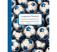 Shine & Strike: Glossy Blue & White Soccer Ball Composition Notebook with Blue Spine - 7.5" x 9.25", College Ruled, 110 Pages