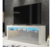 Shine Tv Unit 160Cm White & Grey With High Gloss Doors And Led Lighting - Creative Furniture