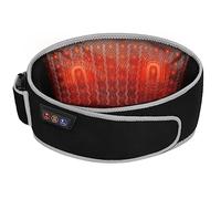 SHINE WELL Back Massager Belt, Back Massager for Pain Relief Deep Tissue, Red Light Therapy Massage Belt with 3 Heat Levels and Vibrating, Lower Back Massage, Battery-Powered