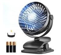 Shinebella 5" USB & AA Battery Powered Clip-on Fan, 4 Speeds, Black, Portable, Aromatherapy, 360 Rotation, Quiet, Home & Camping