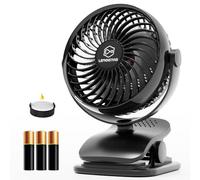 Shinebella 5" USB & AA Battery Powered Clip-on Fan, 4 Speeds, Black, Portable, Aromatherapy, 360 Rotation, Quiet, Home & Camping