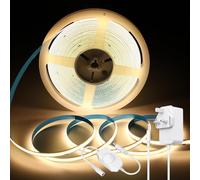 ShineBurky 10M COB LED Strip Lights, 3000K Warm White Cuttable Tape Lights with Plug, 24V High Bright CRI93+ Dimmable Flexible Light Kit for TV Backlight Bedroom Pathway Hotels Cabinet Kitchen Decor