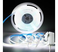 ShineBurky 10M COB LED Strip Lights White 6000K Super Bright Tape Light 24V | Dimmable CRI93+ Uniform Dotless Flexible Light Kit for TV Backlight Bedroom Cabinet Kitchen Mirror Hotels Decor (With Plug)