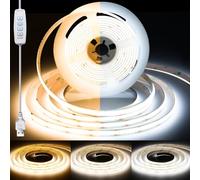 ShineBurky 2M USB COB LED Strip Light, 2700K-6500K CCT Tunable White Tape Lights, CRI93+ High Bright Cuttable Flexible Lights for Bedroom TV Backlight Kitchen Cabinet Bookcase Mirror Ceiling Lighting