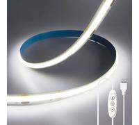 ShineBurky COB LED Strip Lights 2M White 6000K,5V Dimmable USB LED Strip,CRI93+ Super Bright 320LEDS/M 8mm Width Flexible Cuttable Strip Lights for Kitchen,Home Decoration,Mirror,Cabinet
