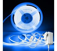 ShineBurky COB Led Strip Lights Blue, 32.8Ft/10M 24V Led Tape Lights with Adapter, CRI93+ Flexible Dimmable COB Lights Strip for TV Backlight, Bedroom, Mirror, Cabinet, Kitchen Home Decor