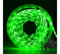 ShineBurky LED Strip 5 m Green, 12 V LED Strip Light Self-Adhesive IP65 Waterproof Flexible LED Strip for Moulding Pub Kitchen TV DIY Deco (AC Adapter Included)
