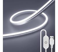 ShineBurky LED Strip Light White 6000K, 2M USB Neon Rope Lights, 5V Outdoor Waterproof Cuttable Dimmable Flexible Light for Bedroom Kitchen Mirror TV Backlight Cupboard Staircase Windows Wedding Decor