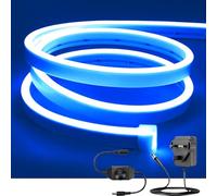 ShineBurky Neon Led Strip Light Blue, 16.4ft/5m Dimmable Flexible LED Rope Lights with Adapter and Dimmer, Waterproof Silicone Led Strips for Bedroom Kitchen Indoor Outdoor Decoration