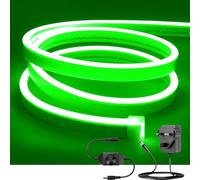 ShineBurky Neon Led Strip Light Green, 16.4ft/5m Dimmable Flexible LED Rope Lights with Adapter and Dimmer, Waterproof Silicone Led Strips for Bedroom Kitchen Indoor Outdoor Decoration