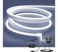 ShineBurky Neon Led Strip Light White, 16.4ft/5m Dimmable Flexible LED Rope Lights with Adapter and Dimmer, Waterproof Silicone Led Strips for Bedroom Kitchen Indoor Outdoor Decoration