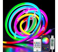 ShineBurky RGBIC Neon LED Strip Lights 5M USB Rope Light 5V Music Sync