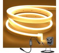 ShineBurky Warm White LED Strip Light, 5M Neon Rope Lights with Plug and Dimmer, 12V Waterproof Cuttable Flexible Silicone Light Kit for Kitchen Under Cabinet Bedroom TV Backlight Mirror Outdoor Decor