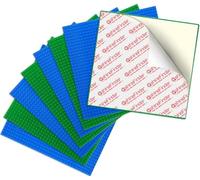shineFinder 4 Set Building Plate Compatible With Lego Blocks, 25.5 x 25.5 cm, Peel and Stick Base for Table Top, Wall, Storage Box (4 Green + 4 Blue), 8PCS