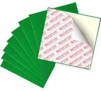 shineFinder 8 Panel Set Building Plate Compatible with Lego Building Blocks, 25.5 x 25.5 cm, Peel and Stick Base Plate for Table Top, Wall, Storage Box (8 Pieces, Green)