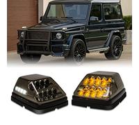 SHINEFIT LED Front Wing Turn Signal Lights Compatible with W463 G-Class G500 G550 G55 G63 AMG 1990-2018, Smoke Lens, White Position Light Corner Lamps Replacement A4639060042