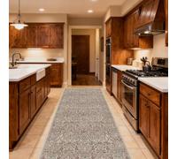 shinefly Washable 2'6" x 10' Runners for Hallways, Non Slip Long Floor Runner for Kitchen, Entryway Indoor, Stain Resistant Rubber Backing Floral Decor Rug (Moss)