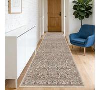 shinefly Washable 2'6" x 8' Runners for Hallways, Non Slip Long Floor Runner for Kitchen, Entryway Indoor, Stain Resistant Rubber Backing Floral Decor Rug (Moss)