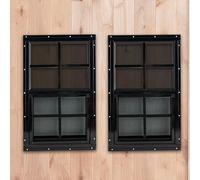 Shineforu 18" x 36" Black Shed Windows 2 Pack,Small Windows with Tempered Glass - Flush Mount | Ultimate Choice for Chicken Coop, Greenhouse, Garage, Playhouse