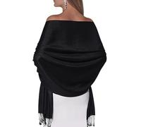 ShineGlitz Pashmina Shawls and Wraps for Evening Dresses, Large Soft Pashminas Wedding Shawl, Black, One Size