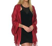 ShineGlitz Pashmina Shawls and Wraps for Evening Dresses, Large Soft Pashminas Wedding Shawl, Burgundy, One Size