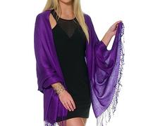 ShineGlitz Pashmina Shawls and Wraps for Evening Dresses, Large Soft Pashminas Wedding Shawl, Dark Purple, One Size