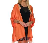 ShineGlitz Pashmina Shawls and Wraps for Evening Dresses, Large Soft Pashminas Wedding Shawl, Orange, One Size